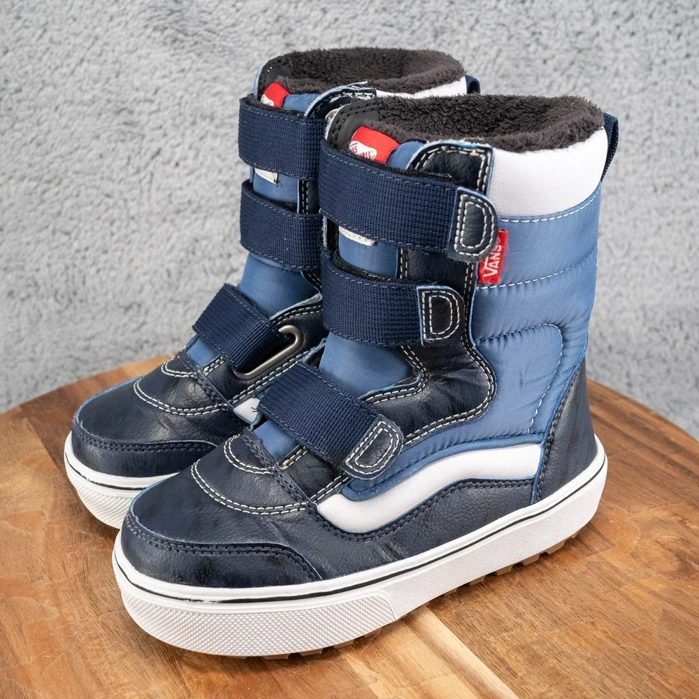 VANS Snow-Cruiser V Vansguard Winter Boots Kids Size‎ 13 Blue Faux Fur Lined